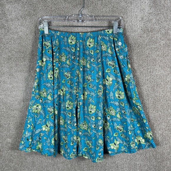 Vtg Liz Baker Skirt Womens Petite Large Blue Floral BOHO CottageCore Aline - Picture 2 of 10